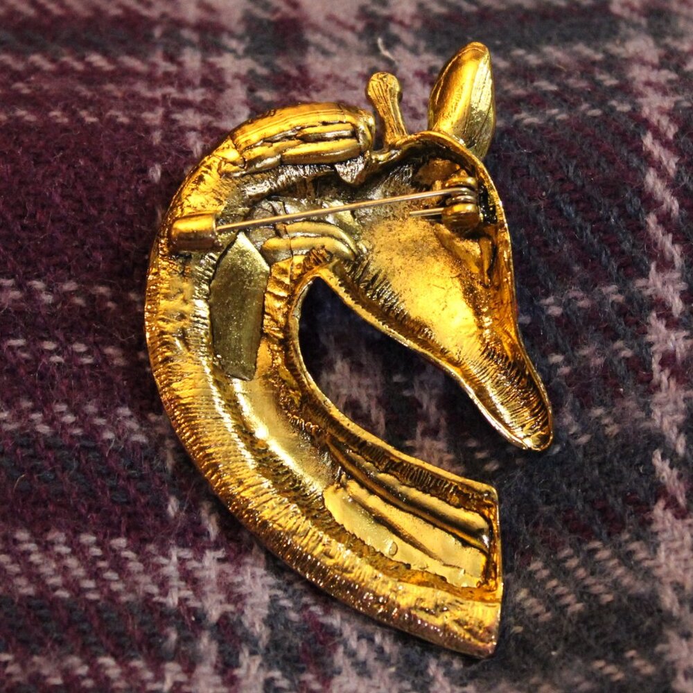 Giraffe Enamel Rhinestone Gold-tone Pin Brooch - Picture 2 of 4